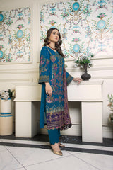 3PC EMBROIDERY CHIFFON SUIT - TEAL