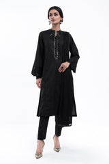 3PC EMBROIDERY DRESS - BLACK