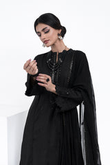 3PC EMBROIDERY DRESS - BLACK