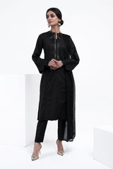 3PC EMBROIDERY DRESS - BLACK