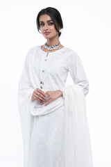 3PC EMBROIDERY DRESS - WHITE