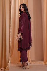 3PC EMBROIDERY CHIFFON SUIT - VINE